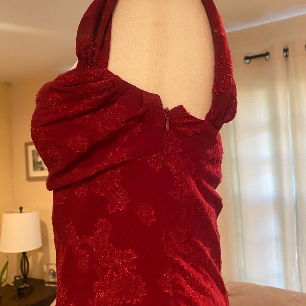 Princess Polly Azura Burn Out Burgundy Maxi Dress    Size :8 - Picture 4 of 12